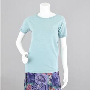 Vintage 80s Blue Short Sleeve Striped T-shirt Women's Small